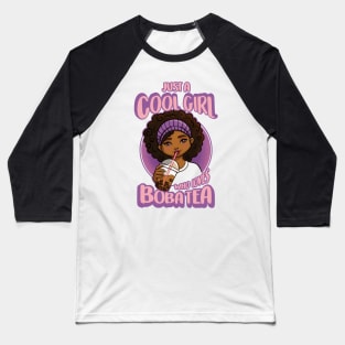 Kawaii Black Girl Anime Boba Tea Baseball T-Shirt